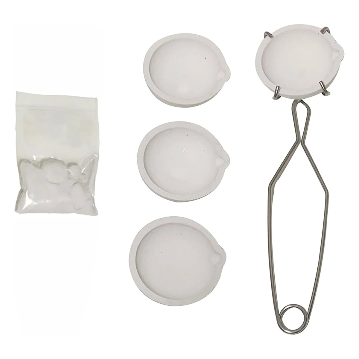 AA87C 4 Buah Cangkir Piring Mangkuk Wadah Kuarsa Keramik untuk Mencair Pegangan Penjepit Cambuk Tembaga Perak Emas dan 20G Boraks