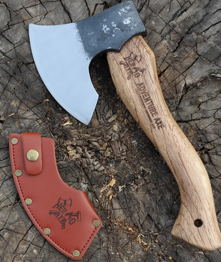 27cm Oak Wood Forged Axe for Chopping Firewood Outdoor Camping Emergencyl 3