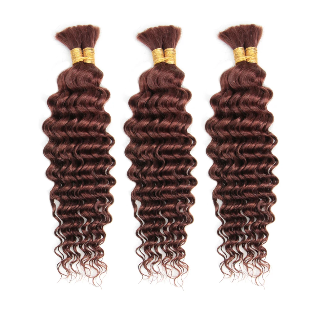 Deep Wave Bulk Human Hair for Braiding No Weft Human Braiding Hair For Boho Braids Brazilian Virgin Human Hair Extensions 33#