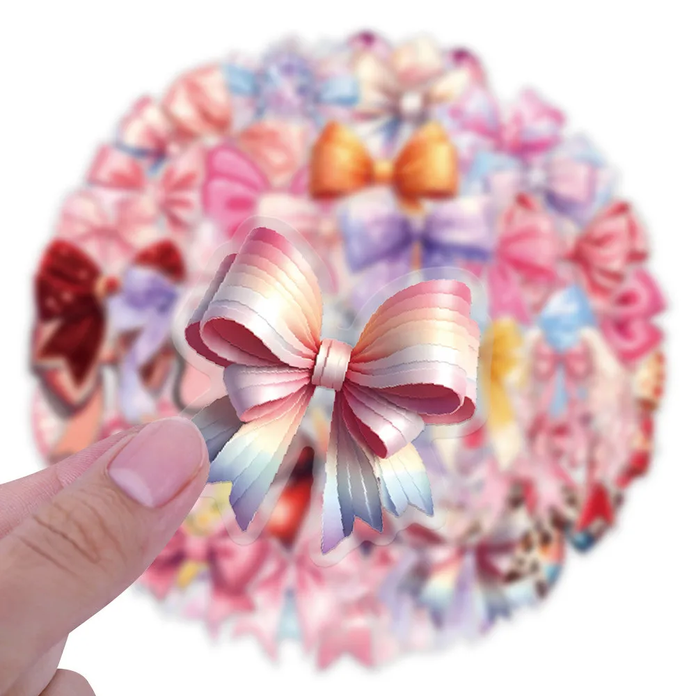 مجموعة ملصقات على شكل فيونكة مكونة من 60 قطعة - شارات PET شفافة مقاومة للماء، مثالية كمتجر Journal Flower LanLanStickersWorld Store #5