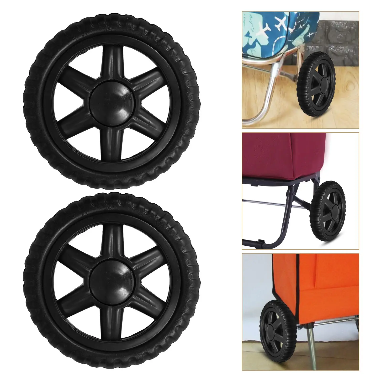 2pcs 6 Inch Rubber Wheel Smooth Flexible Heavy Duty Wheelchair Front Castor Solid Shopping Cart Wheel Trolley Caster Replacement