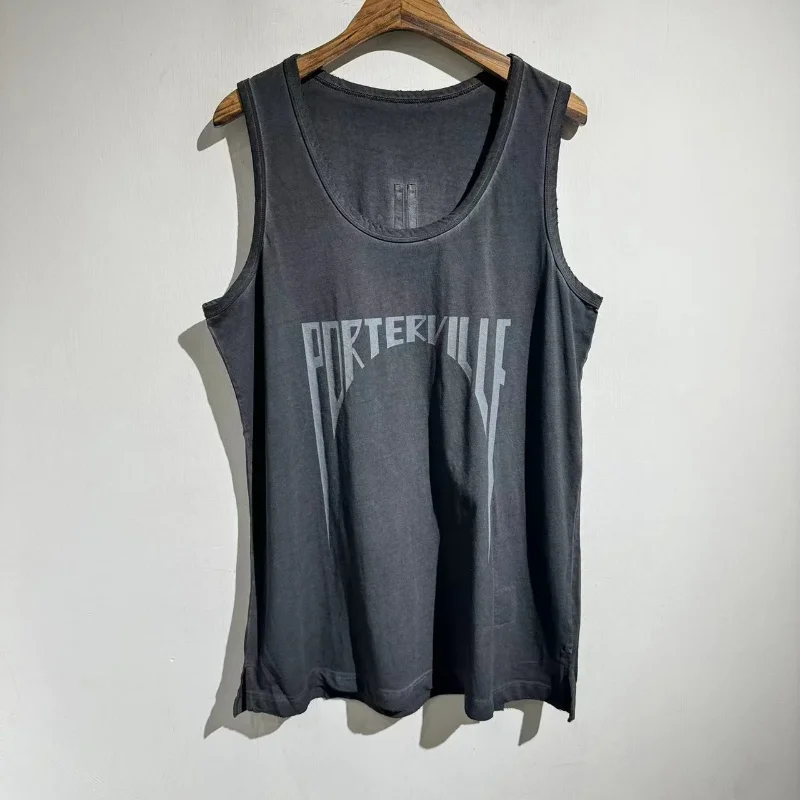 2024ss Ro Fashion Wash Distress Versatile Vest T-shirt Casual Sleeveless Tees Y2k Streetwear Crop Top Men Clothing Woman Clothes