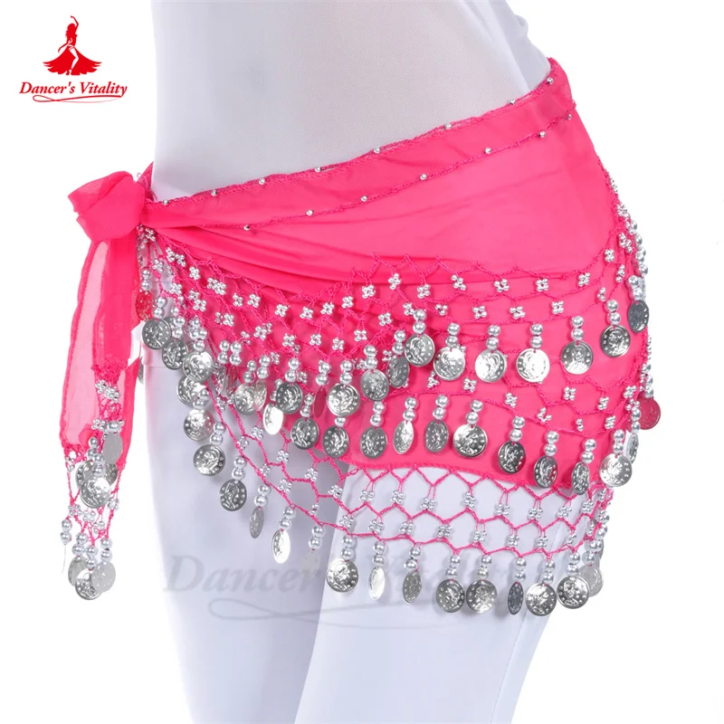 Belly Dance Belt for Women Chiffon Gold Coines Oriental Dancing Wear Accessies Girl\'s Chiffon Silver Coines Bellydance Hip Scarf