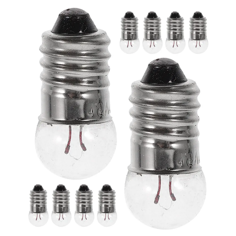 10Pcs E10 Mini Bulb Small Lightbulb Clear Glass Sturdy Base for DIY Electronics Projects Educational Experiments Light Fitting