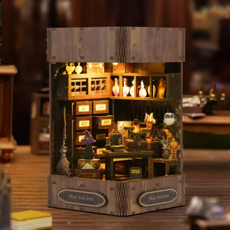 OUZEY ร้านหนังสือจิ๋วแห่งเวทมนตร์ ตัวต่อ 3 มิติ - ชุดประกอบโมเดลห้องสมุดไม้ DIY สำหรับวัยรุ่นและผู้ใหญ่