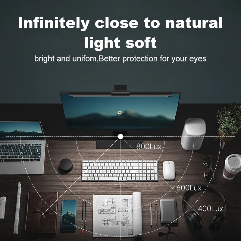 Barre lumineuse de moniteur LED, lampe de bureau d'ordinateur RVB, écran à gradation automatique, lampe de face, moniteur PC, lampe de travail USB, luminaire de lecture