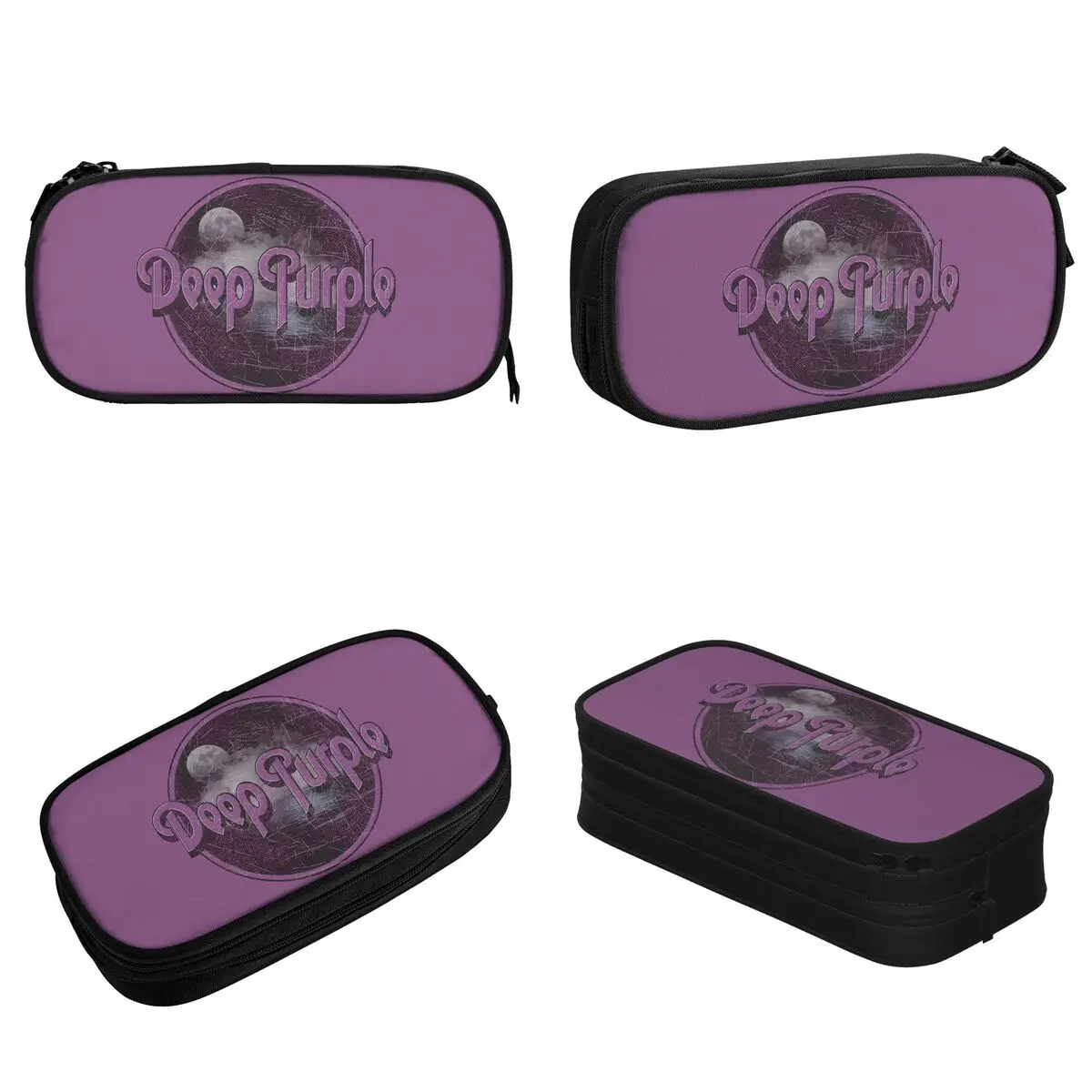 Large Pencil Pouch The Deep Purple Rock Band Merch Double Layer Pencil Bag Women Make Up Bag Birthday Gift