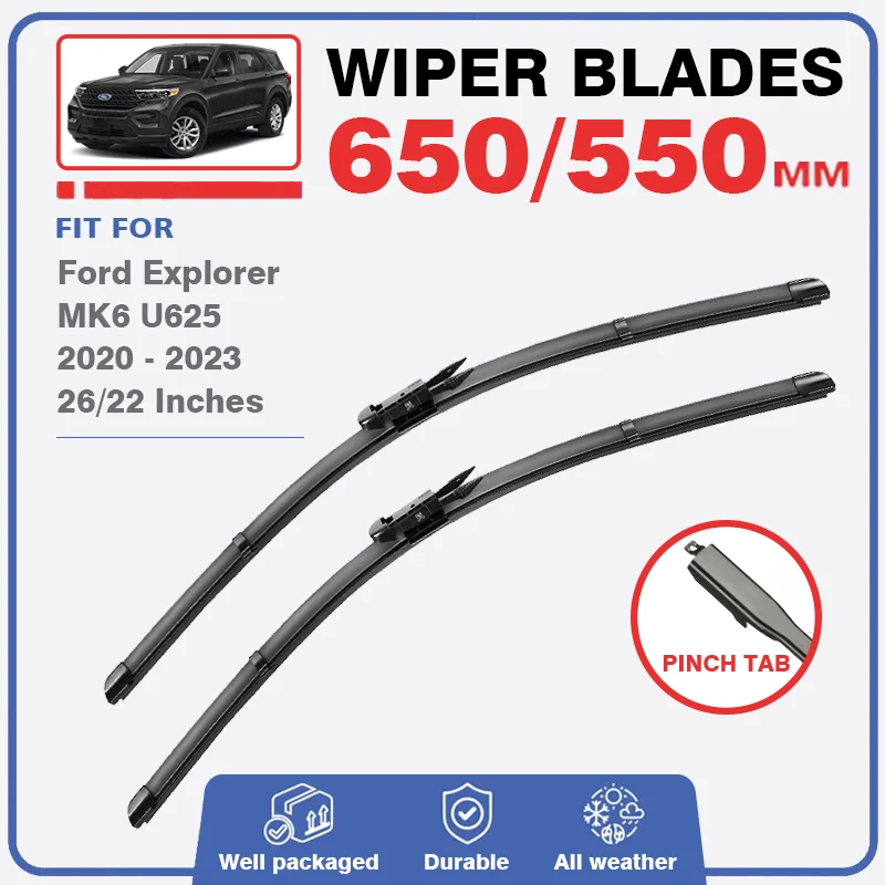 Wiper Blade Set For Ford Exploer 6th MK6 U625 2020 2021 2022 2023 Front Wiper Brushes Windshield Windscreen Window Washer 26