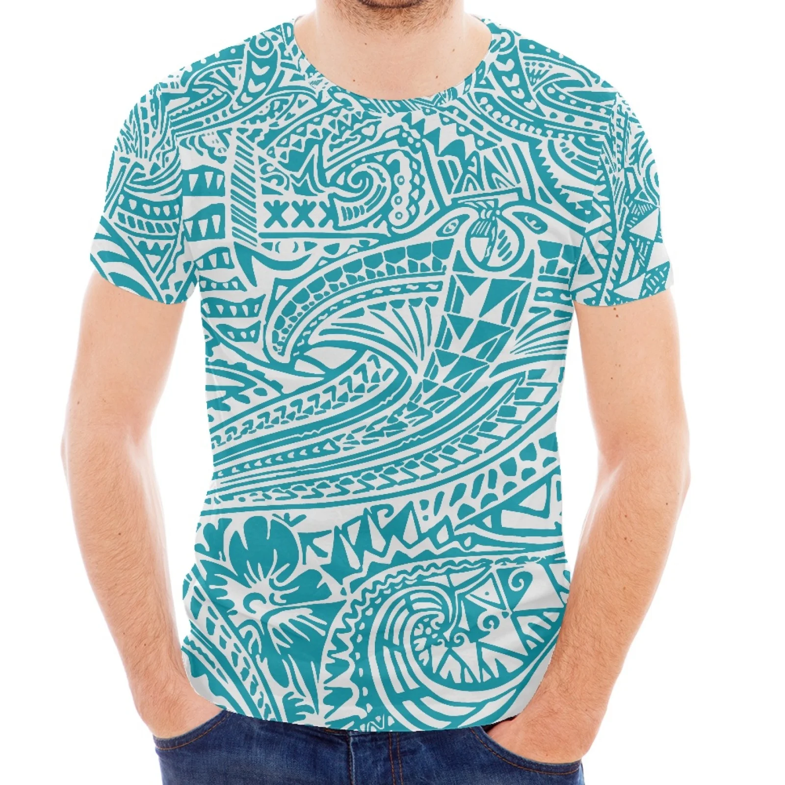 Traditional Tattoo Polynesian Design Printed In Mens-Style Sailor Collar Short Sleeve Hawaiian Summer Sports Shirt Luxury