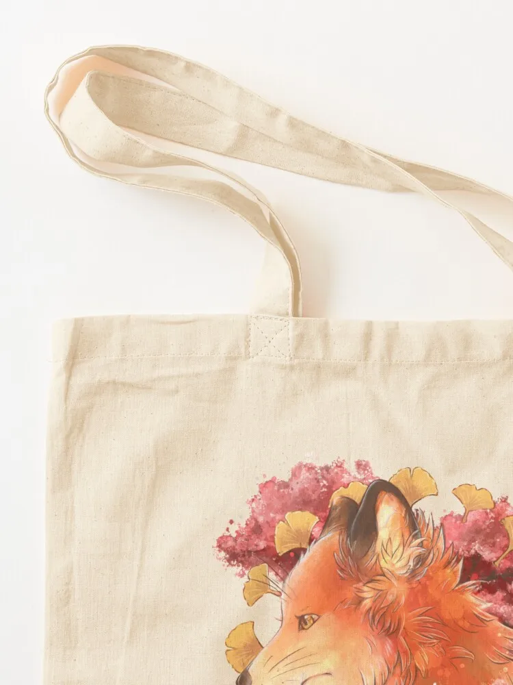 Autumn Fox with Ginkgo Tote Bag hand bag custom tote bag Shopping bags 3