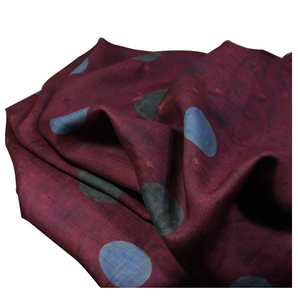 

High-End Quality Linen Printing and Dyeing Cloth Cooking Wine Red Bottom Polka Dot Skirt Robe Clothing Fabric