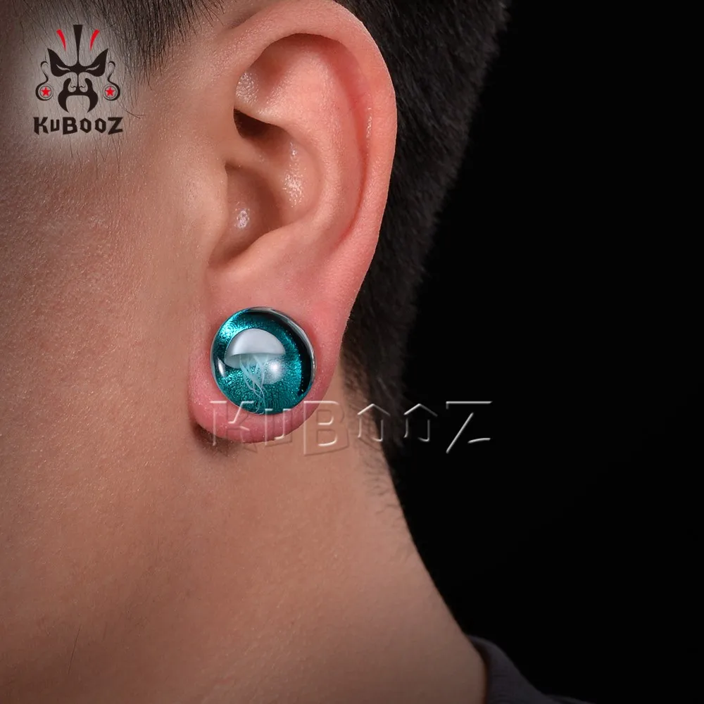 Imagem -06 - Vidro Azul Jellyfish Ear Expansores Brinco Piercing Jóia do Corpo Plugs e Calibres Strechers e Túneis 28 Pcs Atacado