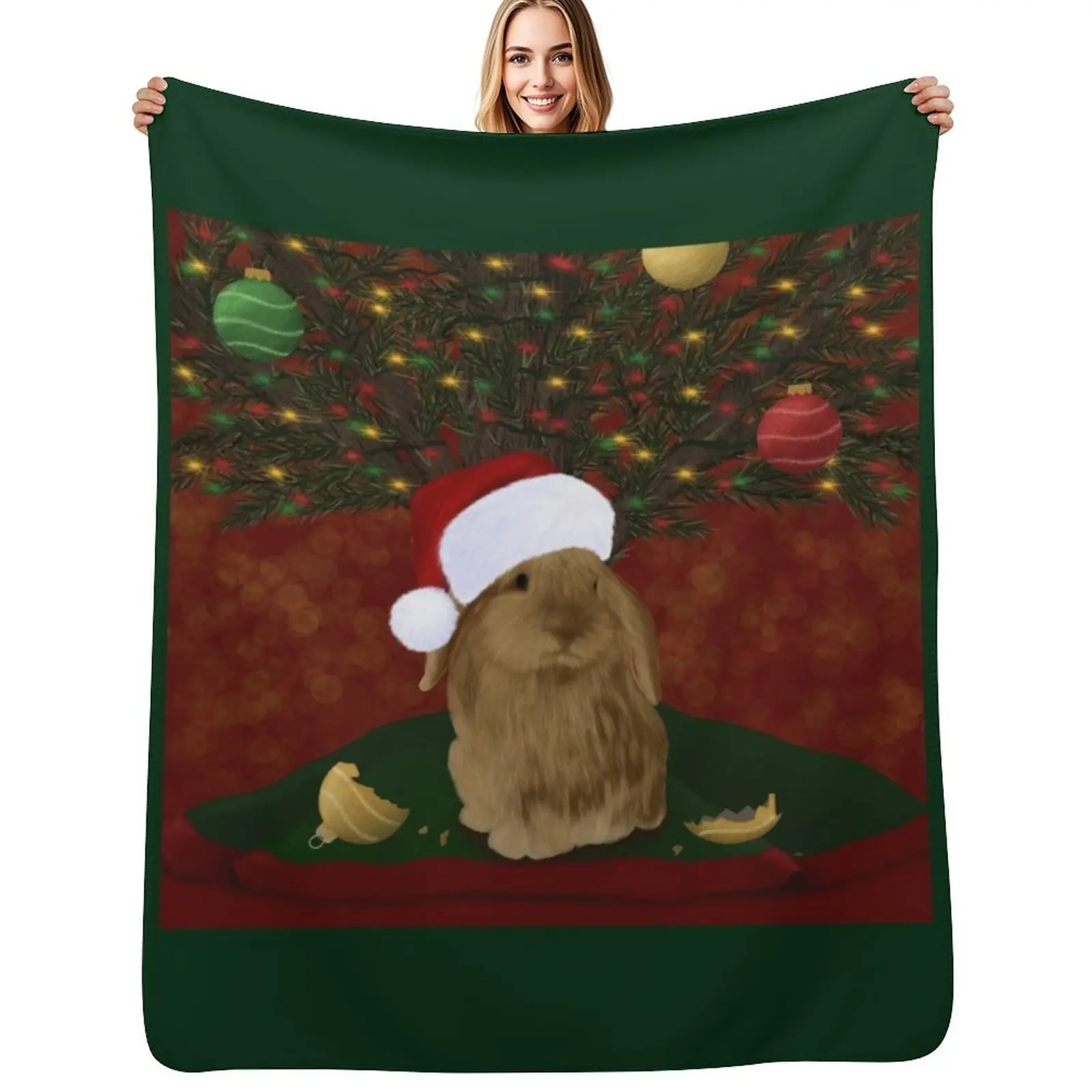 

Naughty Christmas Bunny Throw Blanket Outdoor Soft Blanket for Picnic Beach Camping