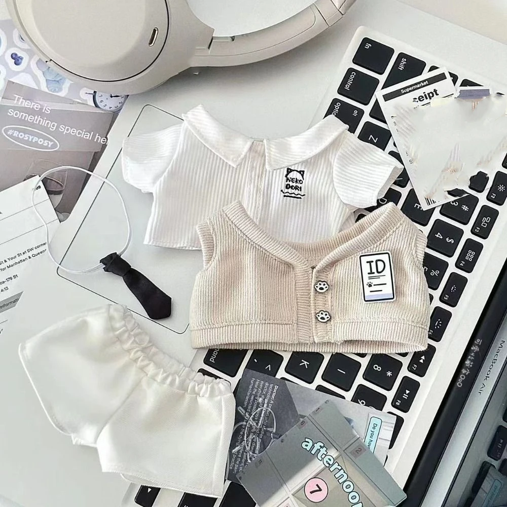 

Camisole Skirt Preppy Cotton ‘s Clothes Tulip Bow Knot Idol Clothes Pearl Academic Style 20cm Cotton Outfit Cotton Stuffed