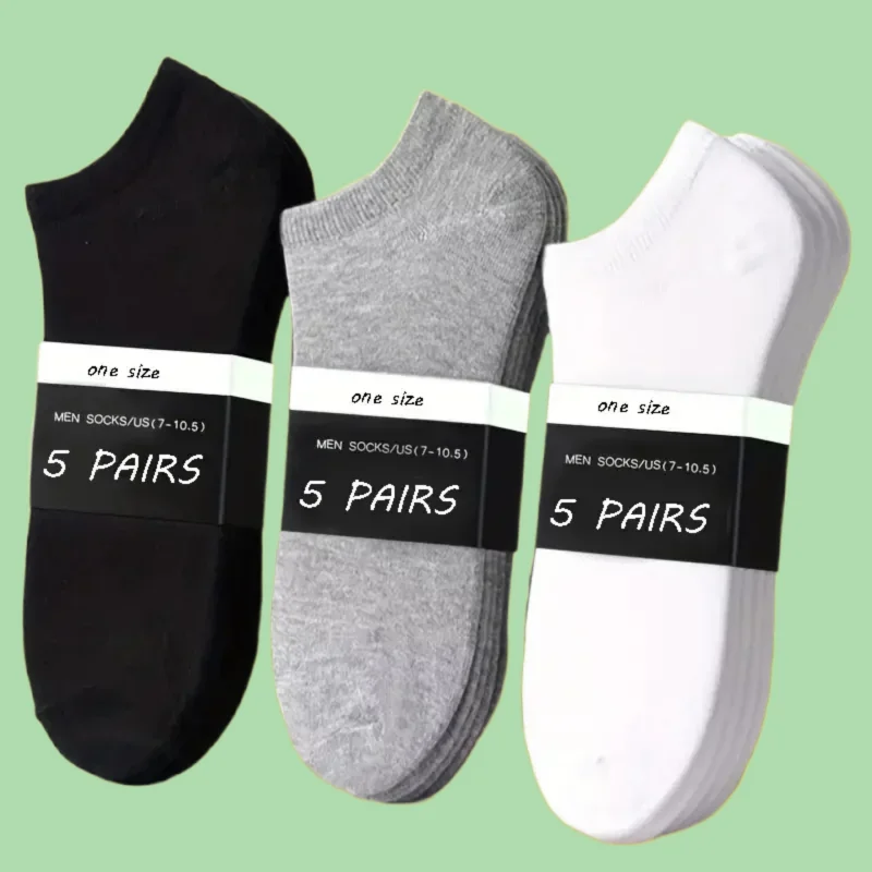 

5/10/20 Pairs High Quality Men's Boat Socks Low Cut Non Slip Business Ankle Socks Sport Sweat Absorption Solid Color Short Socks