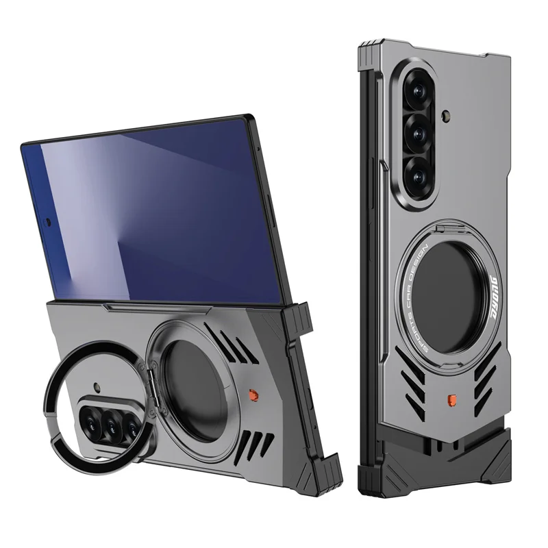 

Magnetic 360° Bracket Metal Aluminum Alloy Phone Case For Samsung Galaxy Z Fold 7 6 For Magsafe Wireless Charging Cooling Cover
