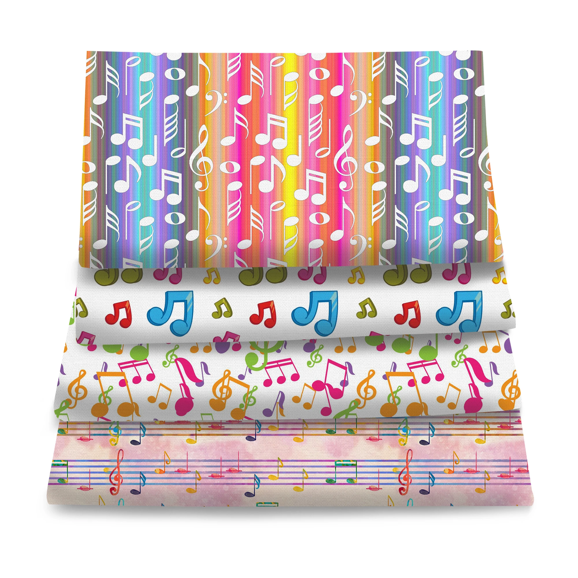Pre-cut 4Pc/set 7.87x7.87inch(20x20cm) music notes series Precut Quilting Fabric Fat Quarter Fabric Bundle, Polyester
