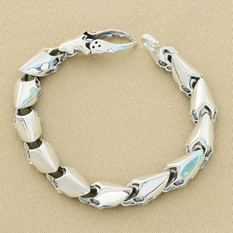 

Precision Dragon Bone Smooth Face Personalized Crab Clamp Bracelet Gothic Cool Personalized Silver Jewelry Trendy Bracelet Men's