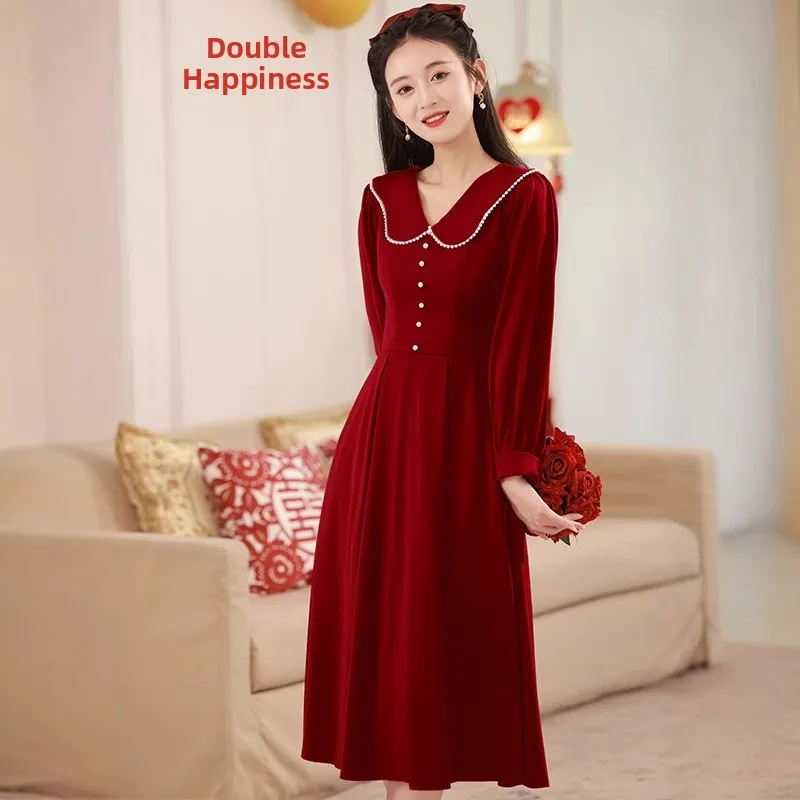 

Элегантная длинная юбка А-силуэта с завышенной талией цвета красного вина для женщин, для свадьбы, помолвки или вечеринки