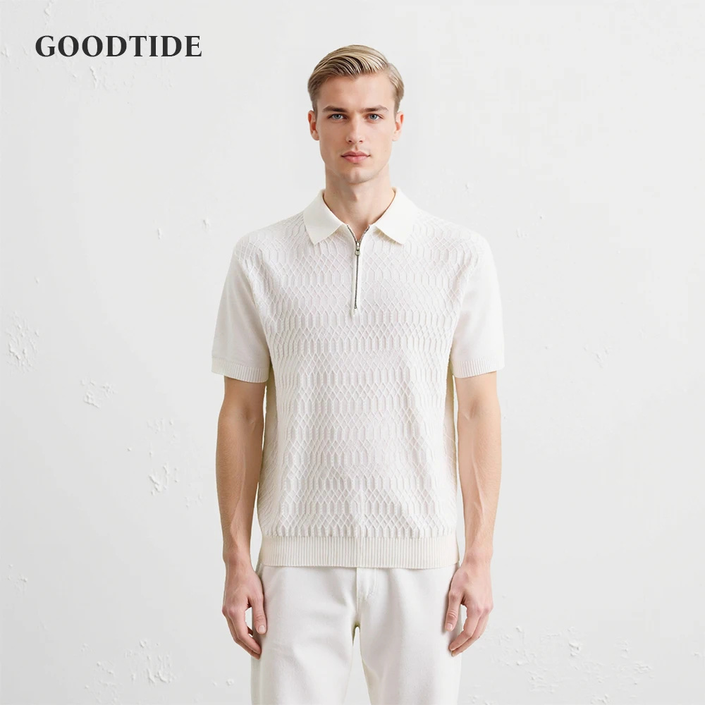 

Mens Knitted Stripe Polo Shirt Short Sleeve 2025 Summer New Solid Casual Breathable Soft Light Thin Casual T Shirt Men Clothing