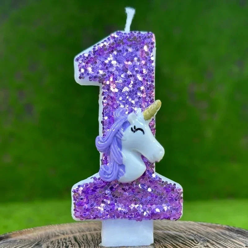 Unicorn Candle 0-9 Creative Digital Birthday Candle Cake Party Decoration One Year DIY Cake Decoration Anniversary Celebration