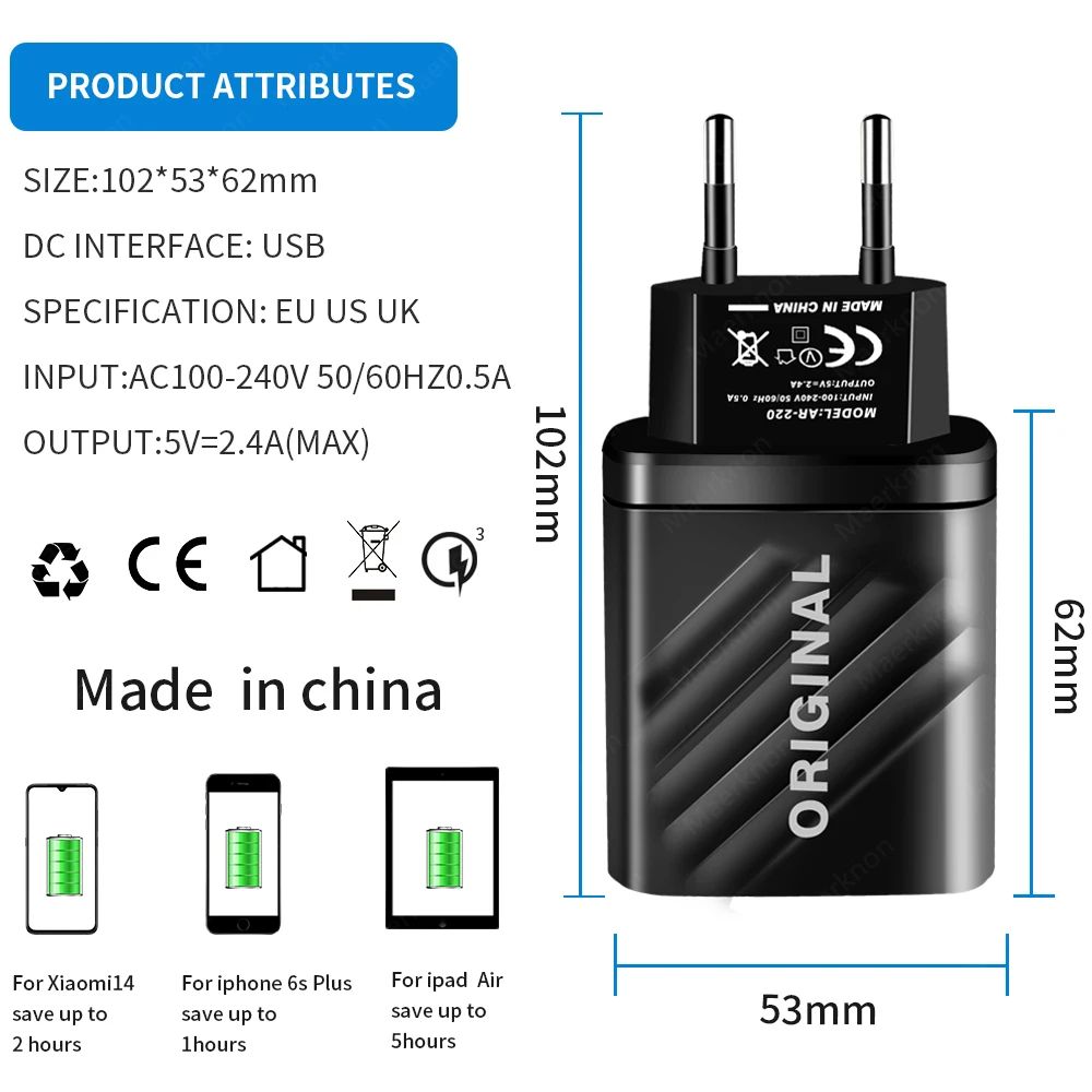 USB 60W C PD Sạc Nhanh Cho Iphone 14 13 Pro Xiaomi 12 Samsung Sạc Điện Thoại Di Động QC3.0 USB Adapter Sạc