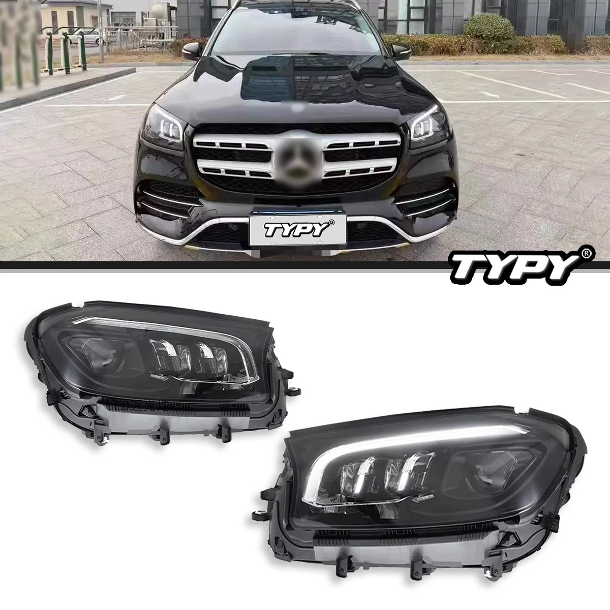 

Фара TYPY в сборе для Benz GLS X167 2020-2022, модификация матрицы, светодиодные линзы, дневные огни, указатель поворота