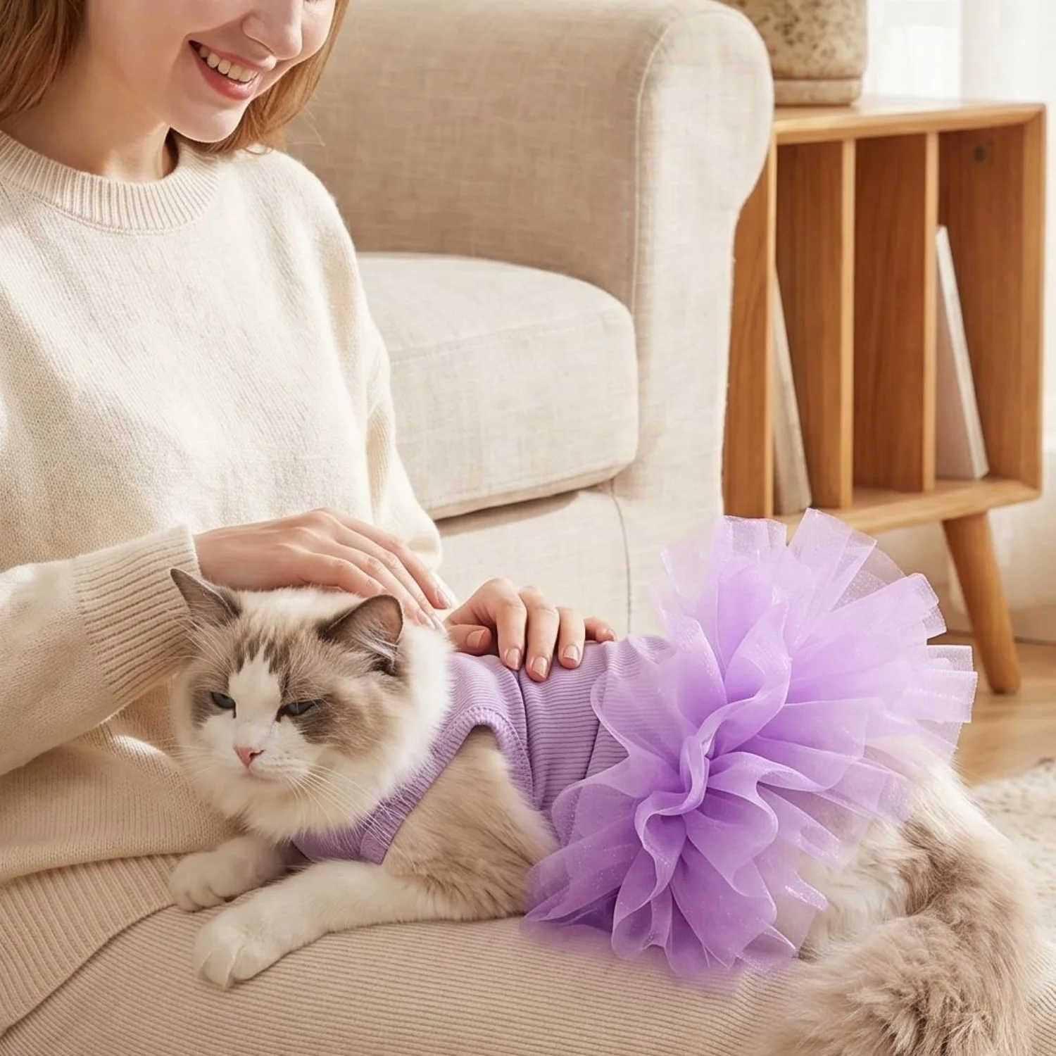 1PC Robe de princesse en tulle pour animaux de compagnie, tenue élégante pour fête et mariage pour petits chiens et chats, jupe douce côtelée pour chiots