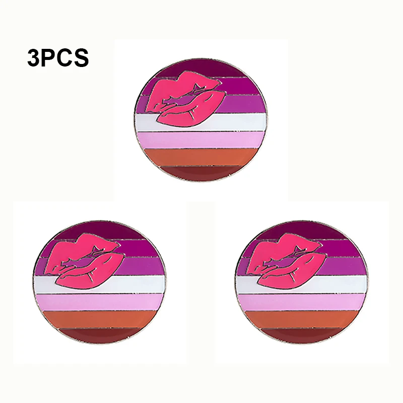 3pcs a lot Lipstick Lesbian Flag Metal Lapel Pin Flag Pin Badge