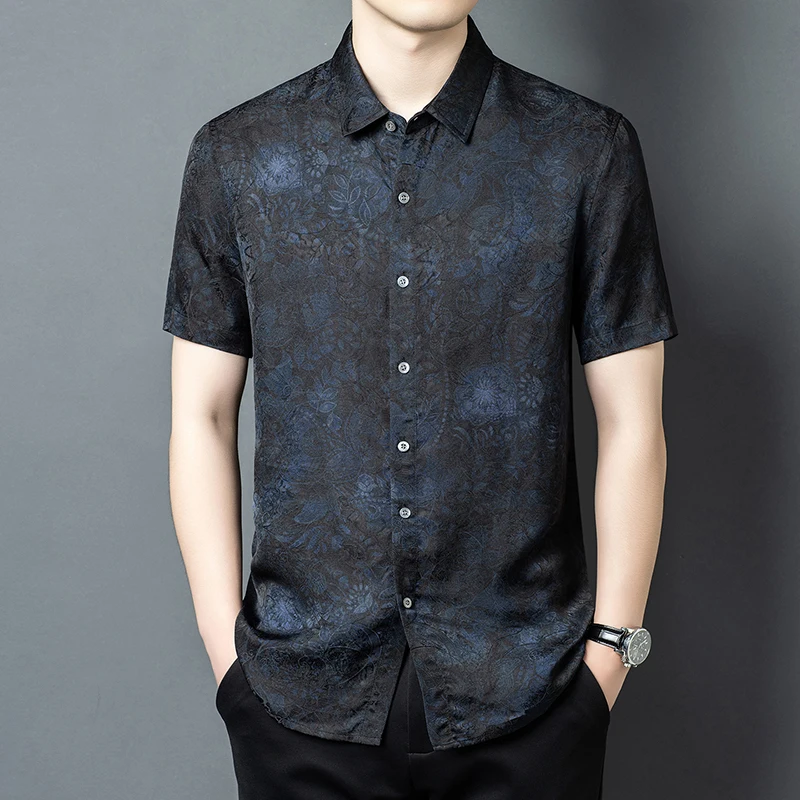 Breathable Coolness Feeling Shirts For Men Short Sleeve Softness Summer Quality Skin-Friendly Casual Gentleman Camisas De Hombre