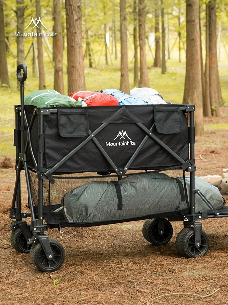 

Portable Outdoor Cam Car Night Pu Cart Double Layer Foldable Blaened Equipment Mountain Guest Stainl Steel Cam...
