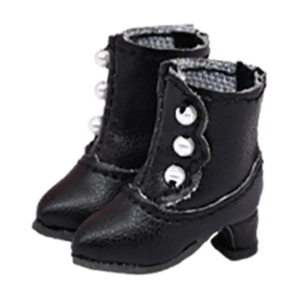 1 Paar Pu Leren Mini Hoge Laarzen 1/12 Poppenschoenen Mode Miniatuur Laarzen Voor Ob11 Voor Bjd