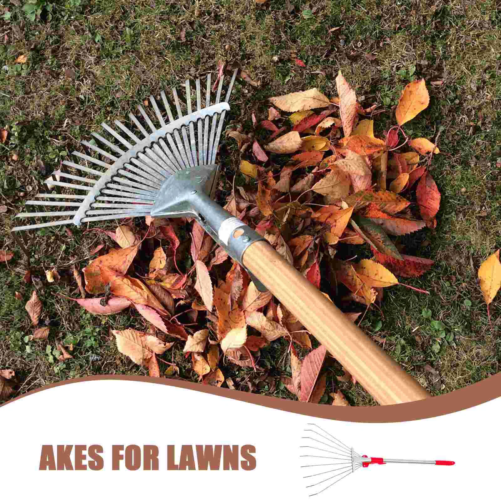 Pine Needle Rake Leaf Cleaning Rakes for Lawns Heavy Duty Camping Garden Landscape