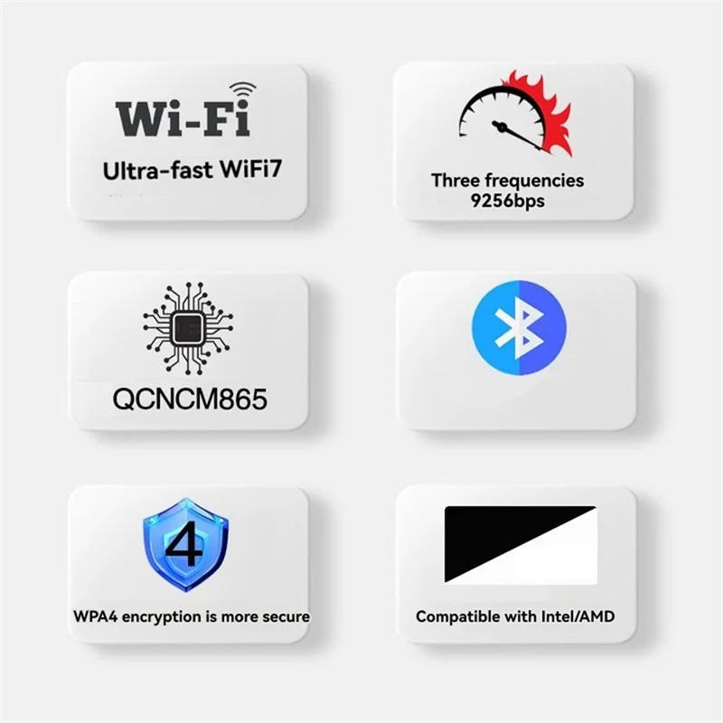 AP-QCNCM865 Wifi 7 PCI-E Adapter Card 9256Mbps Wireless Tri-Band 2.4G/5G/6Ghz BT5.4 Desktop Network Adapter For Win10/For Win11