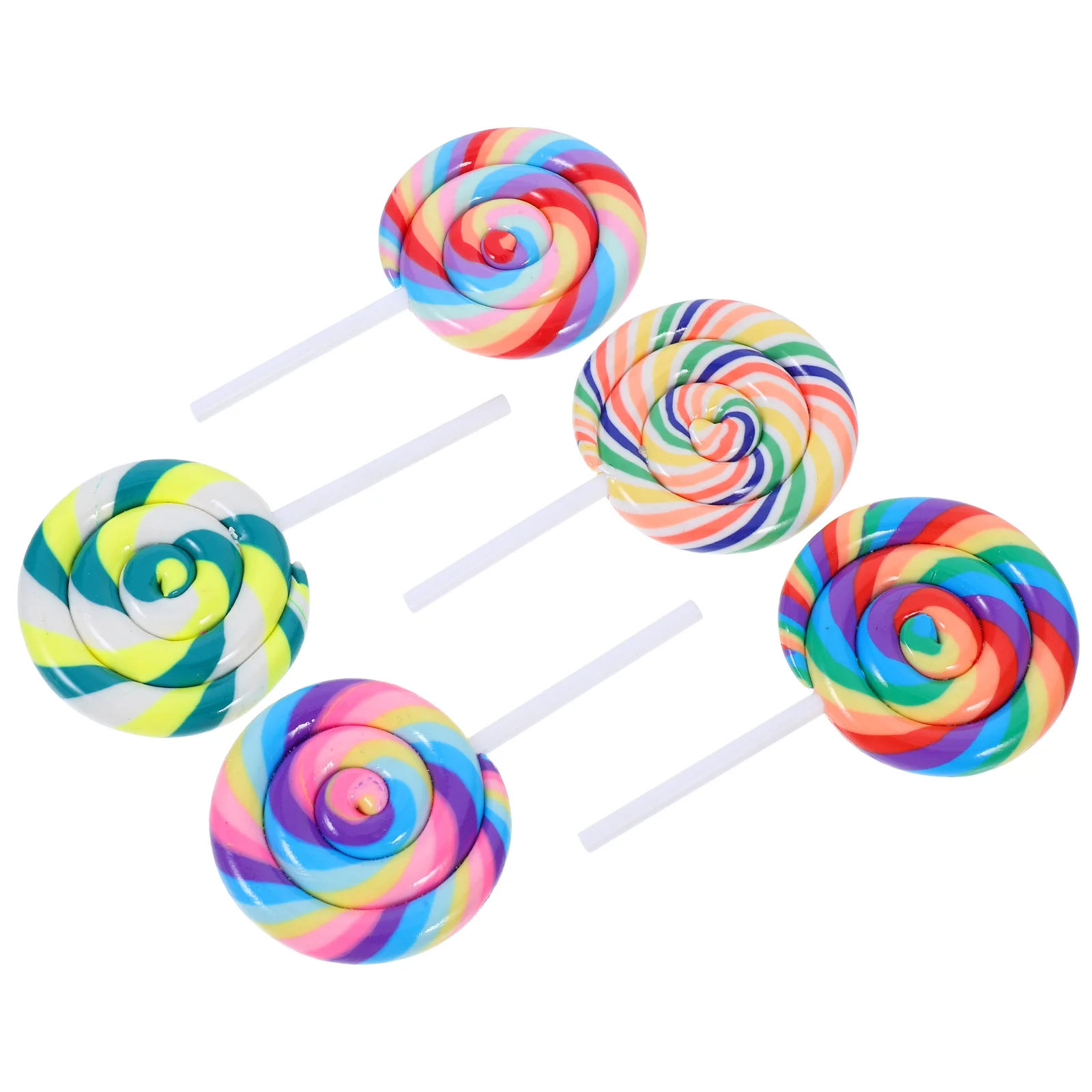 

5Pcs Polymer Clay Lollipop Props Lifelike Vibrant Color Photo Booth Party Decoration Birthday Carnival Supplies
