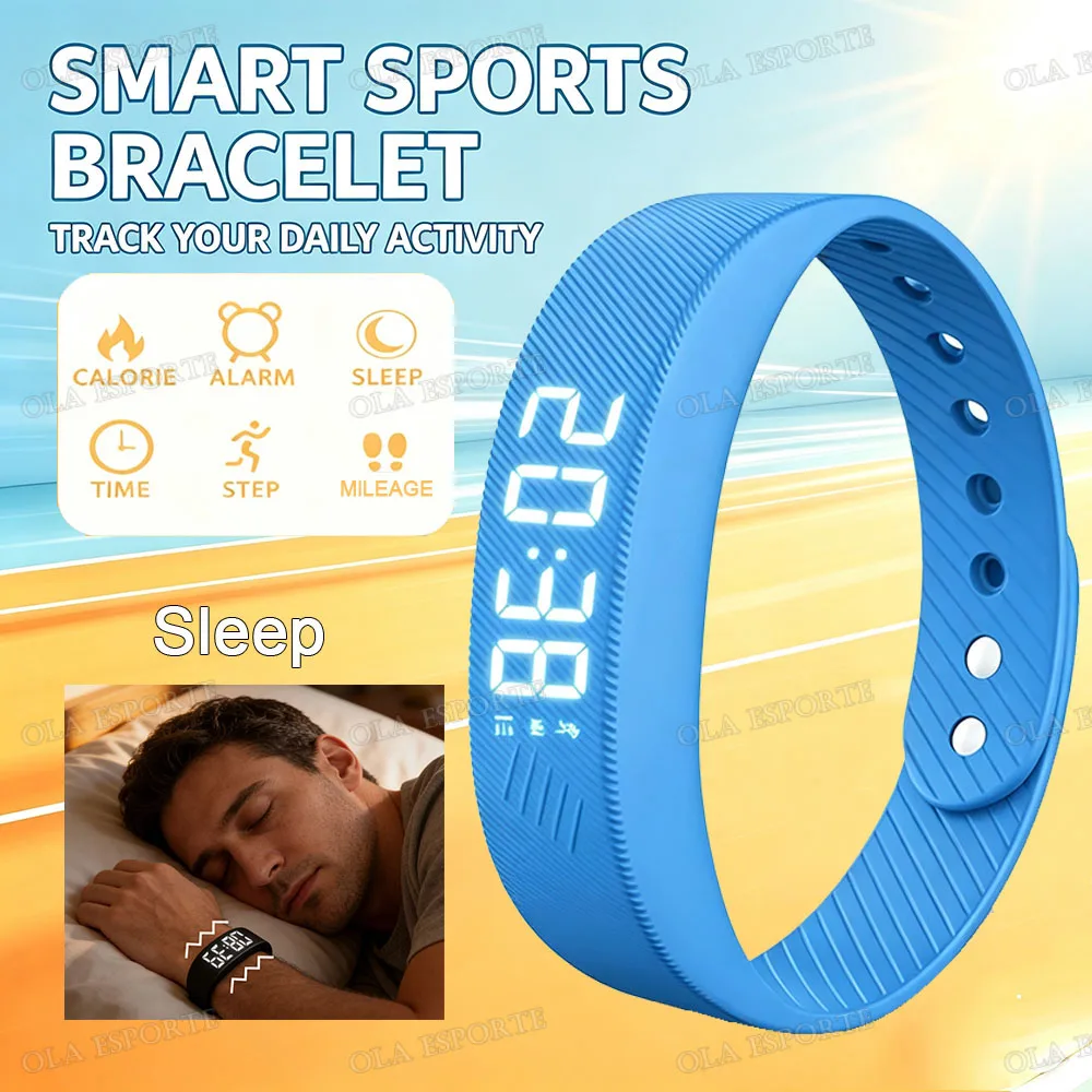 LED Digitale Wekkerhorloge, Verstelbaar, Snooze-proof Alarm, Armband met Stappenteller, Waterdicht, Trilalarm HT30