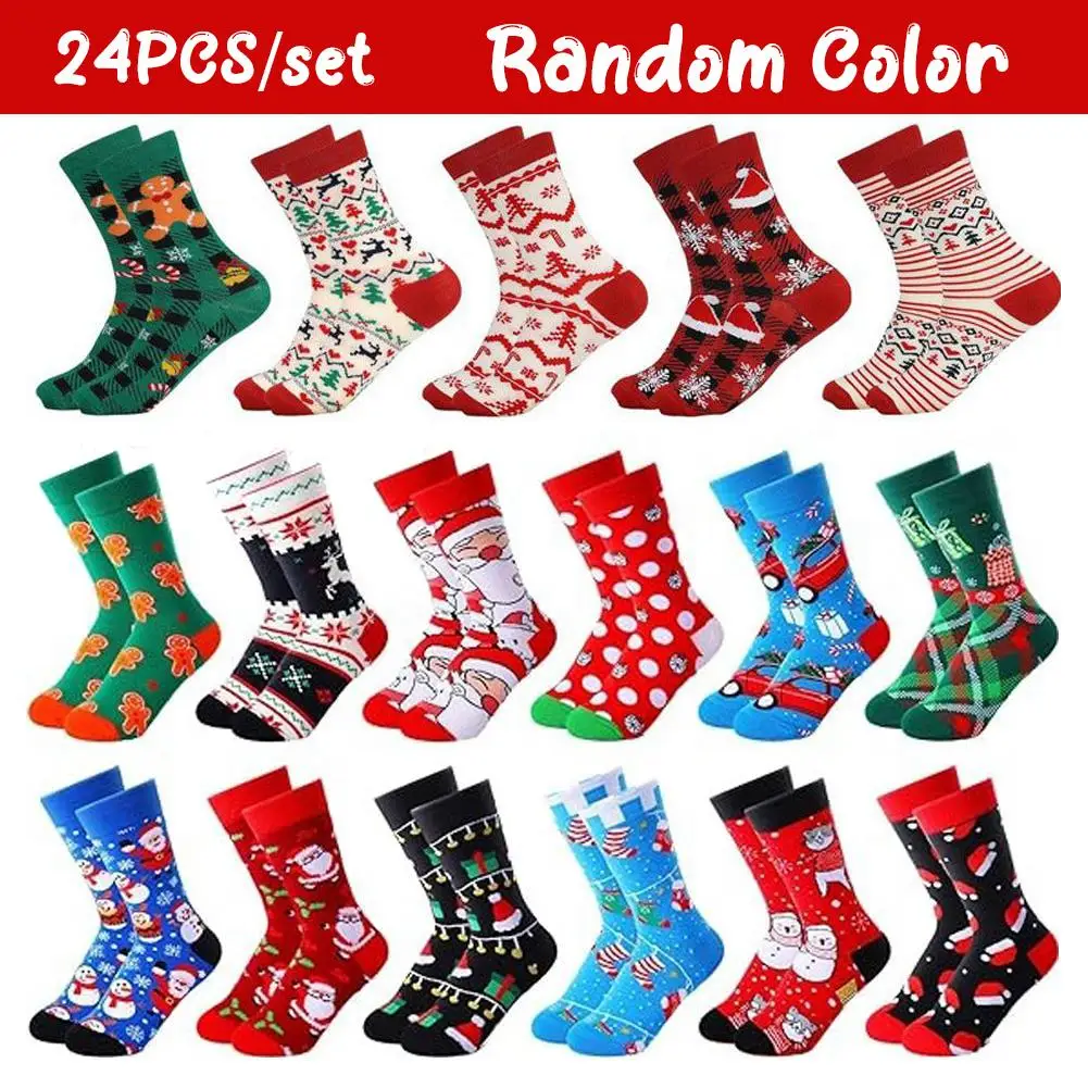 Christmas Sock Advent Calendar 2024 Christmas Advent Calendar With 24 Pairs Xmas Socks Xmas Countdown Calendar For Women Men - Image 3