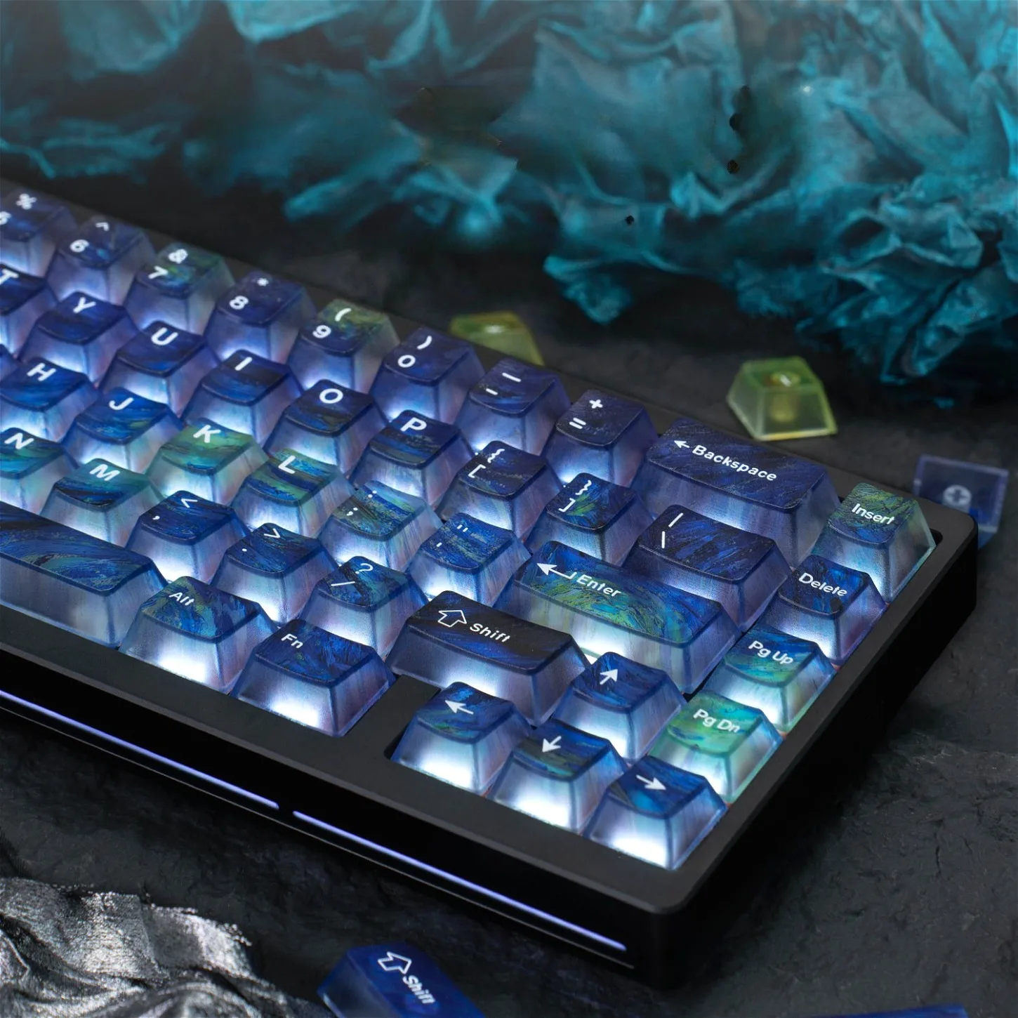 

Galaxy Starry Sky Keycaps Cherry Profile 129 Keys PC Backlit for Magnetic Switch Mechanical Keyboard 61 68 75 84 104 108