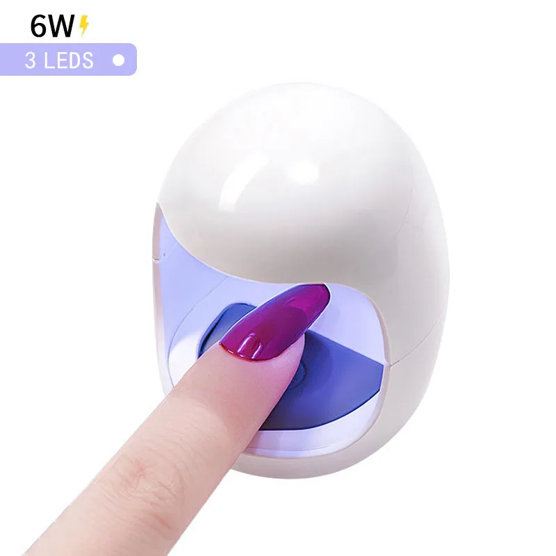 مجفف سريع للأظافر صغير لوليا مع مصباح USB LED بالأشعة فوق البنفسجية ، آلة تصميم بيض مانيكير ، أداة تزيين الأظافر بإصبع واحد ، علاج جل مع USB مجاني ، 6 وات