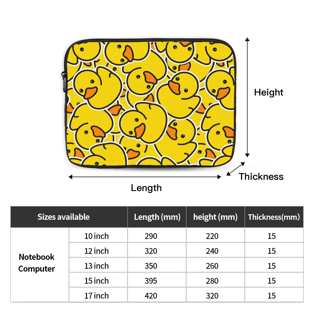 Funda de pato amarillo para portátil, bolsa bonita a prueba de golpes, 10, 12, 13, 15 y 17 pulgadas