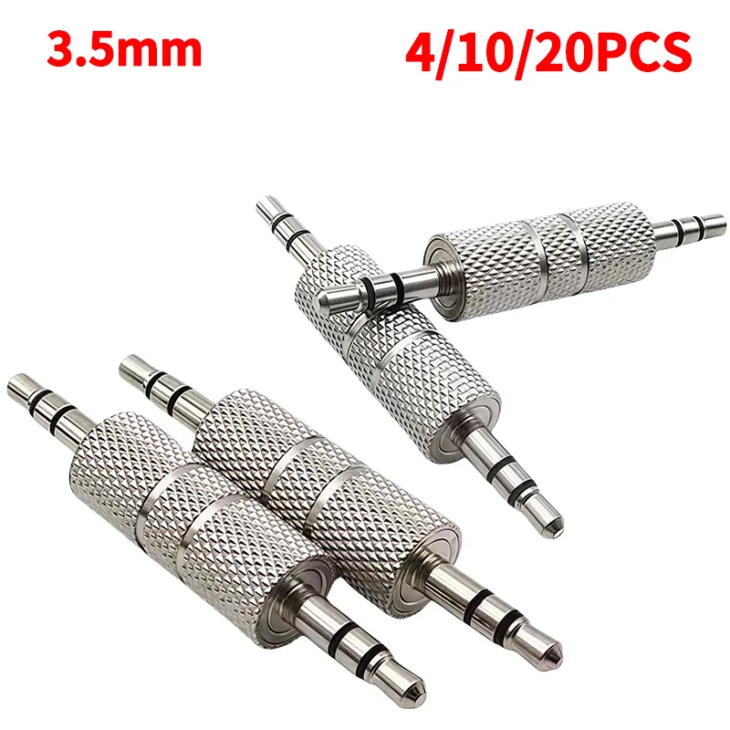 

4/10/40PCS 3.5mm Audio Coupler Adapter – Male to Male Stereo Jack Connector for Headphone, Speaker, Mic Cable Extension & Repair