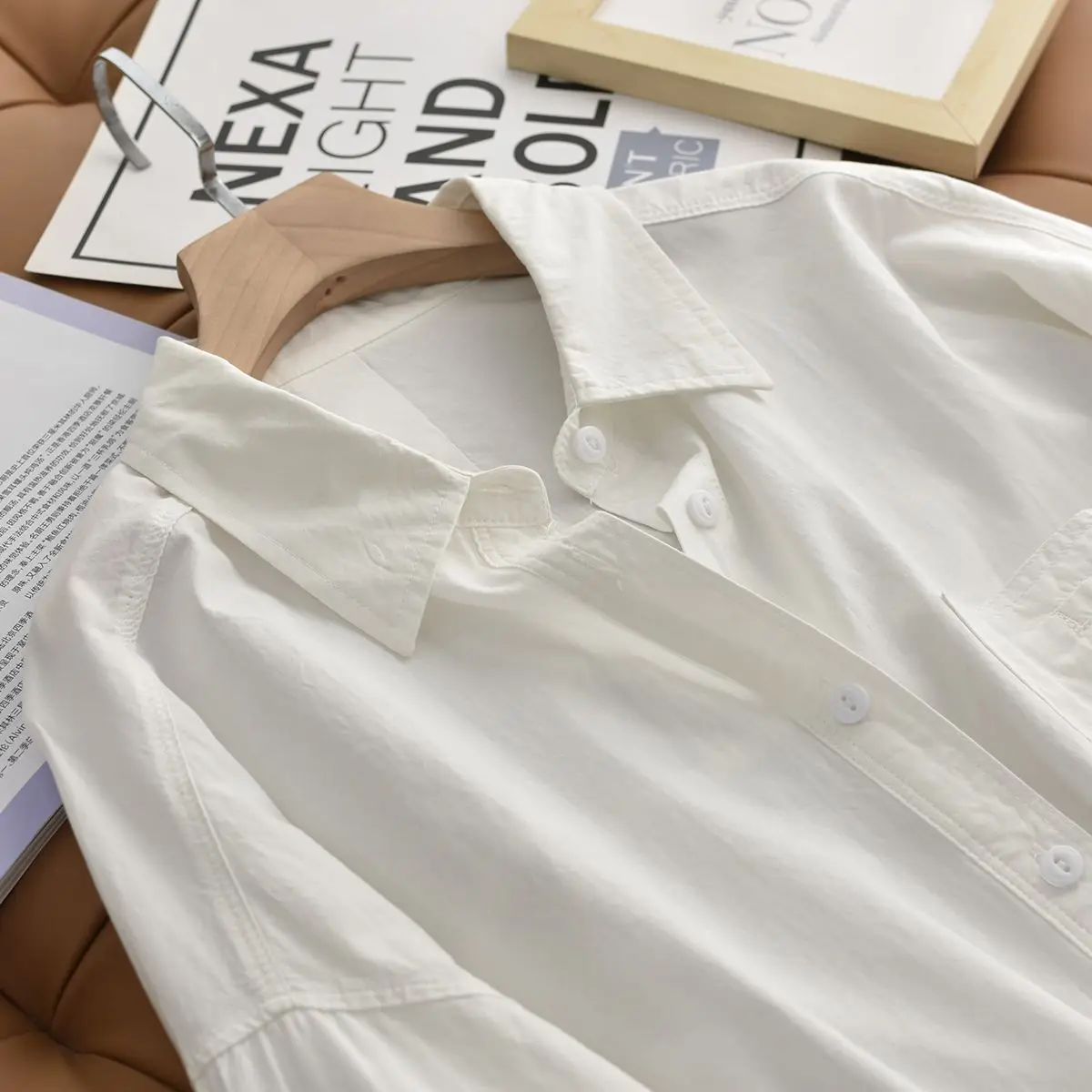 화이트 베이직 오버사이즈 버튼업 셔츠 여성 여름 코튼 오피스룩 루즈 블라우스 여성 옐로우 셔츠 긴팔