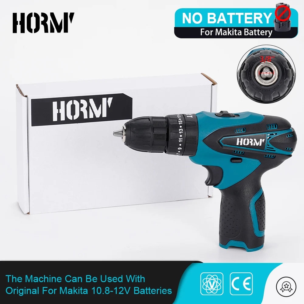 Hormy 12V 32N.m Cordless Electric Drill Screwdriver 3 Functions Mini Drill Electric Screwdriver Power Driver For Makita Battery