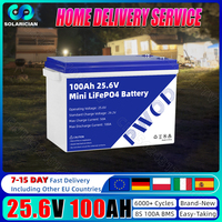 EU Stock 24V 100Ah LiFePO4 Battery Pack 8S 100A BMS 25.6V Rechargeable batterie DIY 48V For RV EV Golf Carts Solar System No Tax