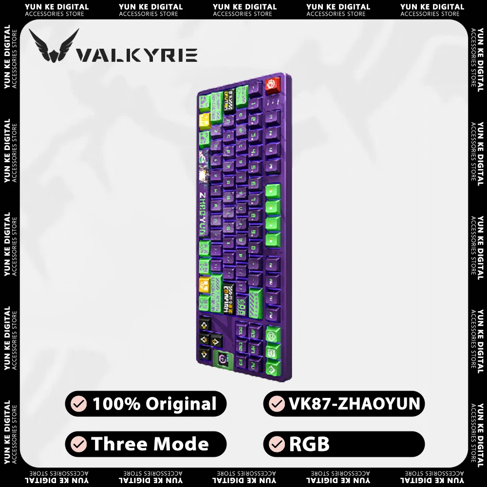 

VALKYRIE VK87-ZHAOYUN Mechanical Keyboard TFT Screen Three Mode RGB Wireless Gaming Keyboard Gasket Hot Swap Pc Gamer Accessory