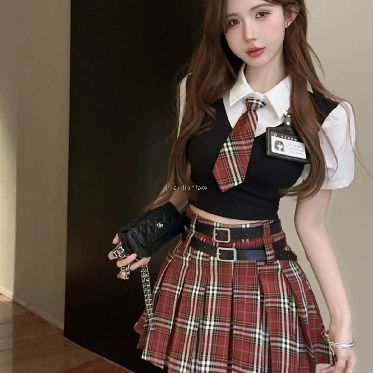 2025 الحلو موضة الكورية زي مدرسي نمط الصيف jk موحدة قصيرة الأكمام بلوزة نصف الاختيار تنورة 2 دعوى المرأة الصيف jk مجموعة