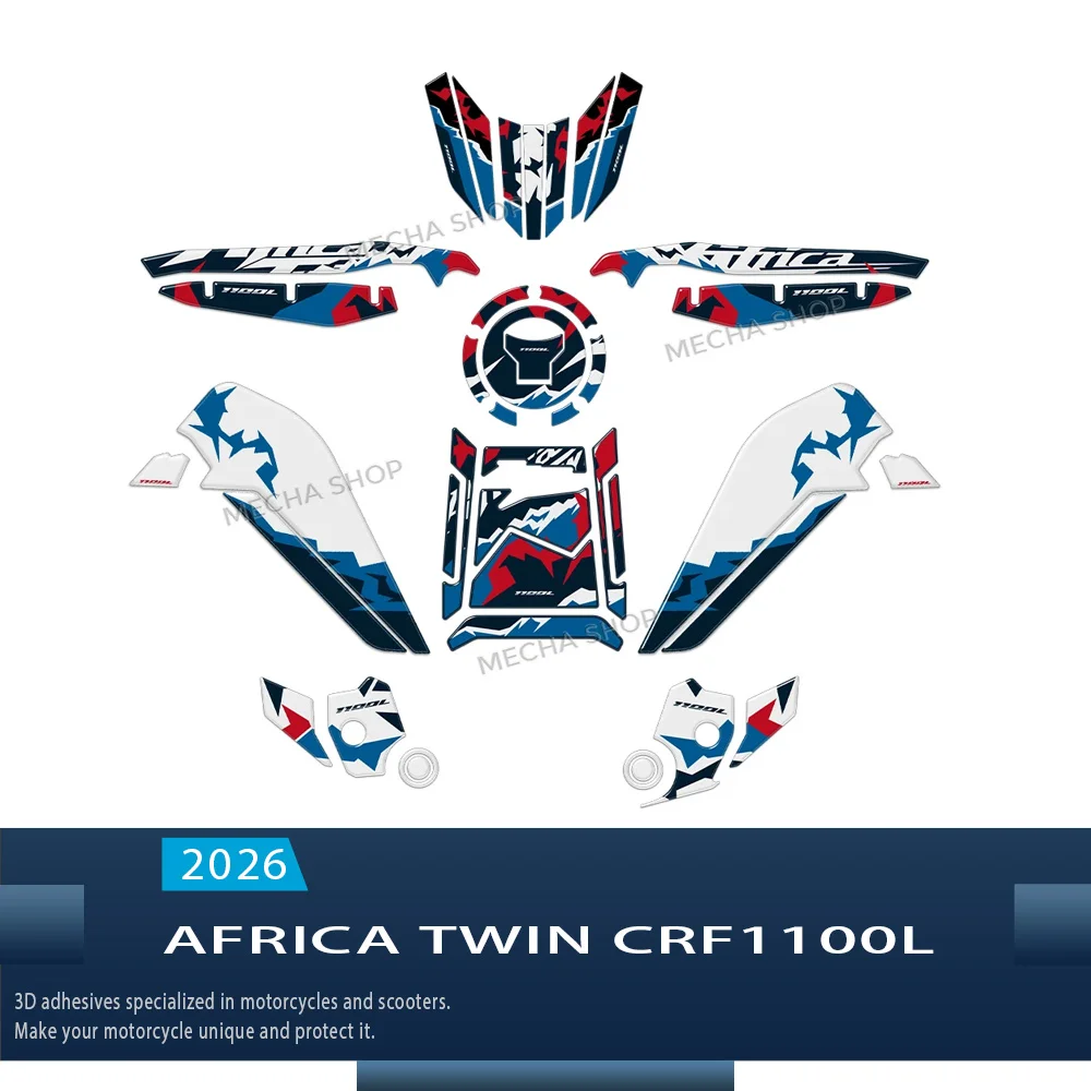 

For Africa Twin CRF 1100 L CRF1100L 2025 2026 3D Motorcycle Stickers Tank Pad Protection Complete Kit