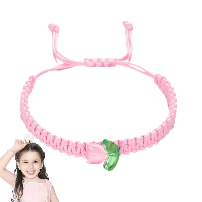 Woven Handmade Bracelet Rope String Flower Tulip Woven Bracelets Adjustable Handmade Bohemian Bracelet For Women Teen