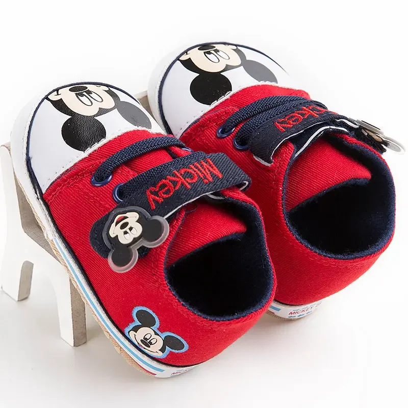 Disney-Mickey Mouse First Walkers Sapatos para recém-nascidos menino e menina, desenhos animados, moda, 0-18m