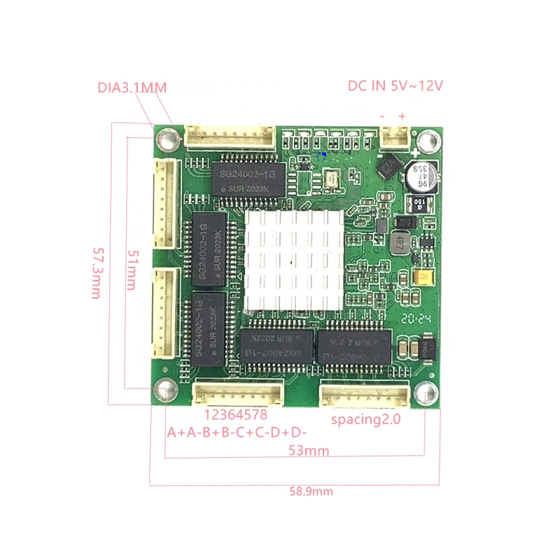 ギガビットイーサネットスイッチ,8ポートACスイッチ100/1000ギガビット5V,DC統合モジュール5v 12v 1a-3a,産業用イーサネットスイッチ